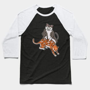 Cat Inking Tiger Tattoo On Cat Baseball T-Shirt